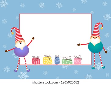 Christmas background with white copy space for taxt or messages with Chrismas decorations Frame,Cute flat cartoon design, Vector Illustration for Greeting card, flyer and invitation card - Vector