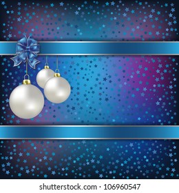 Christmas background with white decorations on blue