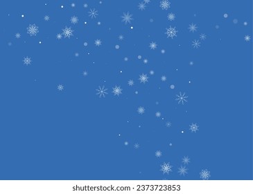 Fondo de Navidad. Deliciosos copos de nieve blancos en un fondo azul. Diseño de vacaciones de Año Nuevo