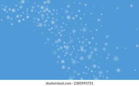 Fondo de Navidad. Deliciosos copos de nieve blancos en un fondo azul. Diseño de vacaciones de Año Nuevo