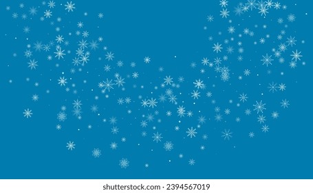 Christmas background. White delicate snowflakes on a blue background. New Year's holiday design