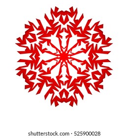 Christmas background with white paper snowflake