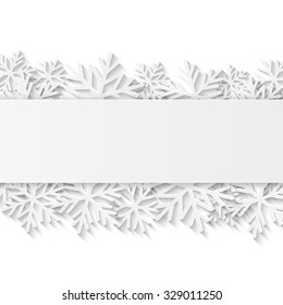 Christmas background with white paper snowflakes