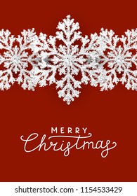 Christmas background with white snowflakes