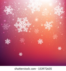 Christmas background with white snowflakes