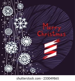 Christmas background with white snowflakes.
