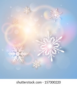 Christmas Background with white snowflakes, abstract vector illustration