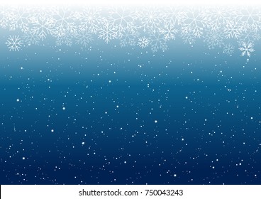 Christmas background with white snowflakes border