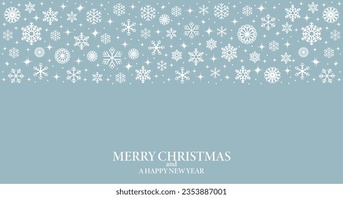 Christmas background with white snowflakes and congratulatory text. Template, background, vector	
