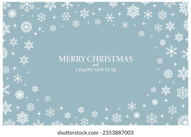 Christmas background with white snowflakes and congratulatory text. Template, background, vector	
