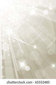 Christmas background with white snowflakes light golden version