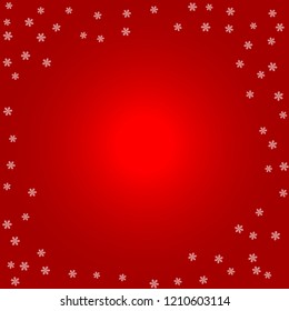 Christmas background. White snowflakes on a red background. Wrap, ribbon, wrapping paper for your gift Merry Christmas and Happy New Year.