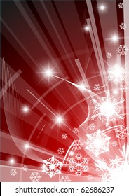 Christmas background with white snowflakes red version