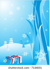 Christmas background with white snowflakes. Vector illustration