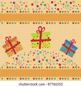 Christmas background. Winter card with Christmas box. Vector illustration