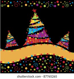 Christmas background. Winter card with Christmas tree. Vector illustration