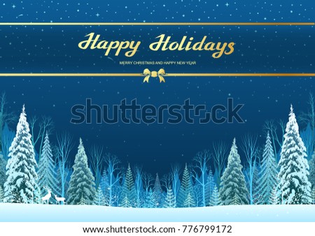 Christmas background with winter forest