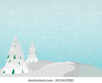 Weihnachtshintergrund. Winterwaldlandschaft, weich blauer Hintergrund. Vektorgrafik	