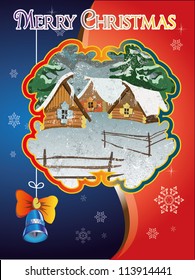 christmas background with winter landscape