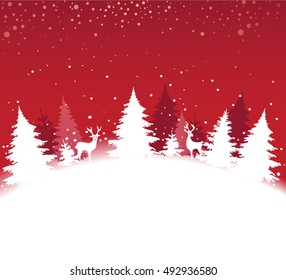 Christmas background with winter landscape