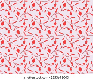 Christmas Background with Winter Red Berry Pattern. Vector seamless print