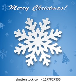 Christmas background, Winter Snowflake on Greeting card. Vector illustration.