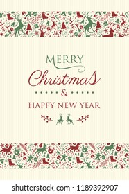 Christmas background with wishes and decorations. Vector.