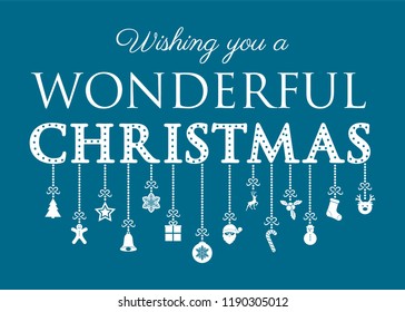 Christmas background with wishes and decorations. Vector.