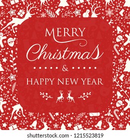 Christmas background with wishes and decorations. Vector.