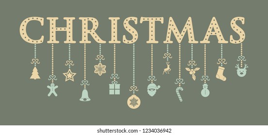 Christmas background with wishes and decorations. Vector.