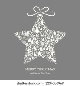 Christmas background with wishes and decorations. Vector.