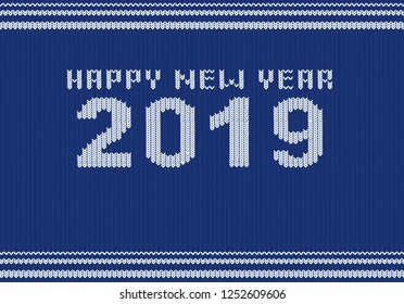 Christmas background Wool Knitting Texture - 2019 happy new year -Illustration, Vector EPS 10