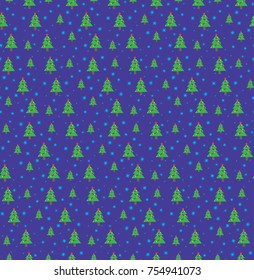 Christmas background, wrapping paper, Christmas-tree and snowflakes