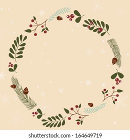 Christmas background, wreath, flower, EPS10
