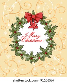 Christmas background with wreath with space for text