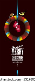 Christmas background with Christmas wreath. Vector illustration.