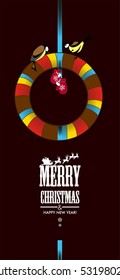 Christmas background with Christmas wreath. Vector illustration.