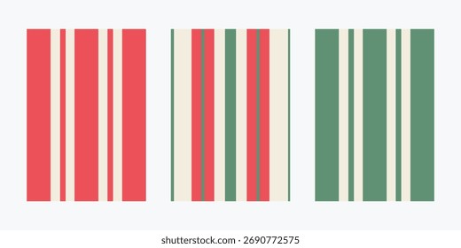 Navidades de fondo. Patrón de Navidad. Estampados sin costuras con rayas rojas y verdes. Establecer texturas de año Nuevo. Papel de regalo festivo. Fondo verde rojo. Ilustración vectorial para tarjeta y Anuncio