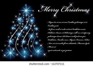 Christmas background with xmas tree made from blue lights