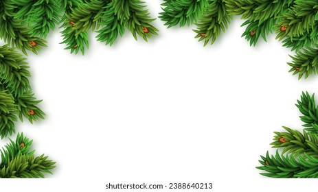 Christmas background with xmas tree on Blank canvas background. Winter holiday theme.