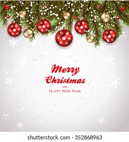 Christmas background-Fir and Christmas balls