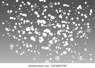 Kerstachtergrond.Vliegende sneeuwvlokken en sterren op een transparante achtergrond.Mooie panoramische illustratie voor een banner.