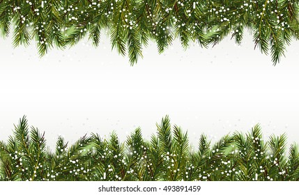 Christmas background-Realistic frame with fir