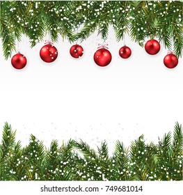 Christmas background-Realistic frame with fir