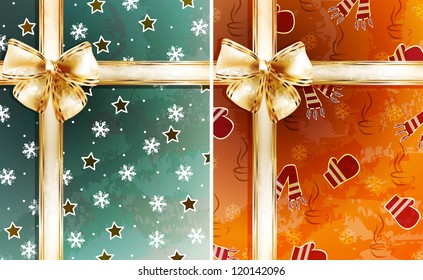 Christmas backgrounds with bows