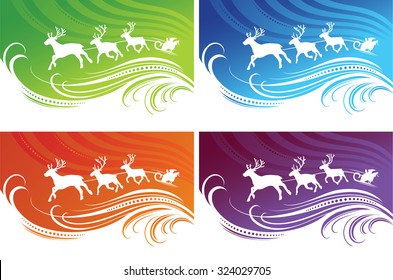 Christmas backgrounds set in four different colors.
