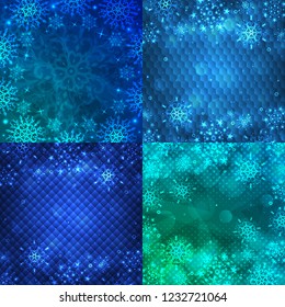 Christmas backgrounds set. Winter frame with snowflakes. Christmas Greeting Card. New Year background with space for your text. Winter template. Christmas backdrop. New Year flyer.