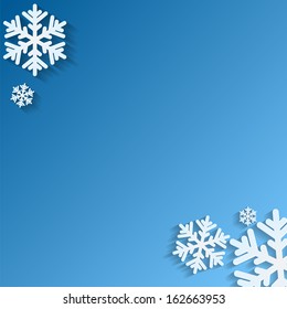 Christmas background.White snowflakes on blue background.background for New Year's greetings.winter abstraction.vector