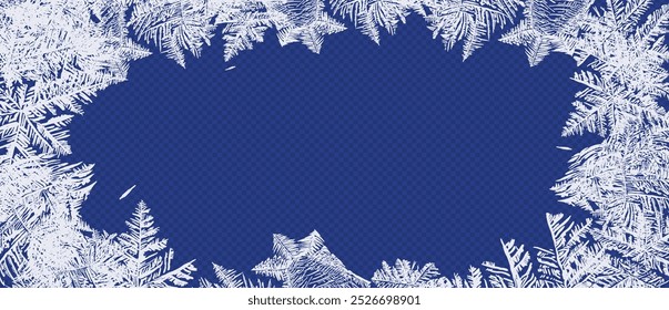 Christmas Background,Winter forest landscape covered on frost trees and snowy, cloud blue sky.Vector cartoon horizon coniferous forest with snow falling,Banner or Greeting card for New Year 2025