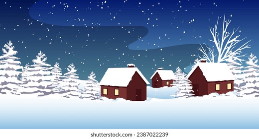 Christmas Background,Winter with people celebrating on Christmas .Winter landscape in the town with happy kids playing outdoor, Vector Banner for New year 2024 background.